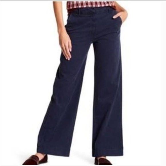 J. Crew Pants - J. Crew Navy City Fit Cotton Wide Leg Flare Chino Pants
